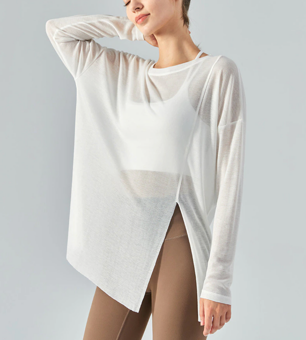 Flowy Split-Tie Long Sleeve Top