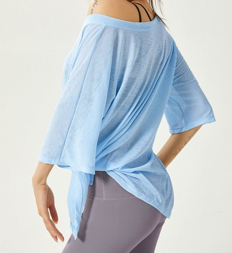 Flowy Split-Tie Short Sleeve Top